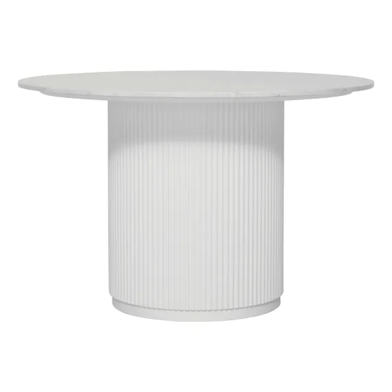 Fonda Round Dining 120cm in White / Carrara Marble