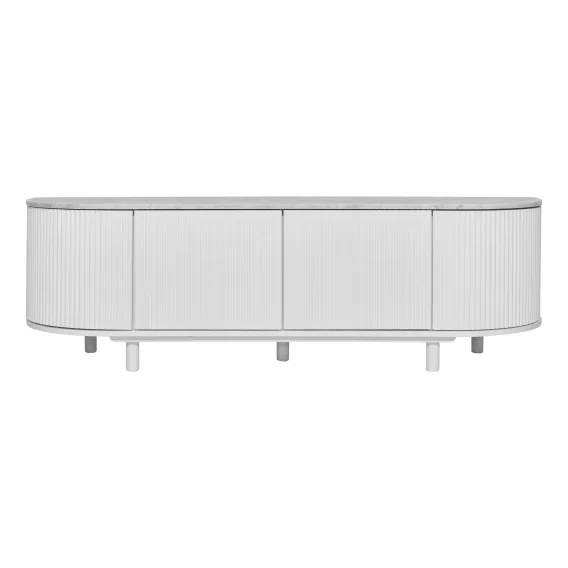 Fonda Entertainment Unit 180cm in White / Carrara Marble