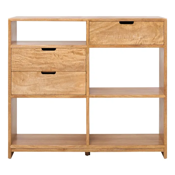 Franco Low Double Shelf Unit 128cm in Mangowood Clear