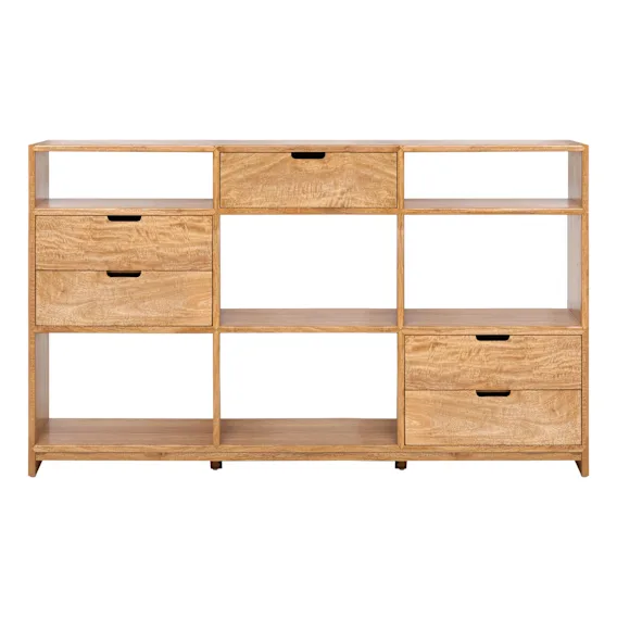 Franco Low Triple Shelf Unit in Mangowood Clear