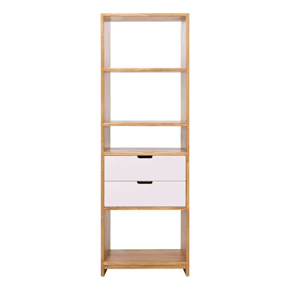 Franco Single Shelf Unit in Mangowood Clear / White Drawers