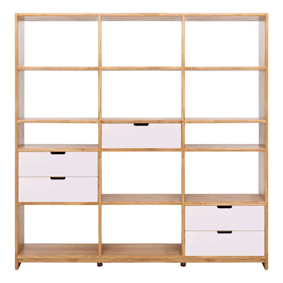 Franco Triple Shelf Unit 192cm in Mangowood Clear / White Drawers