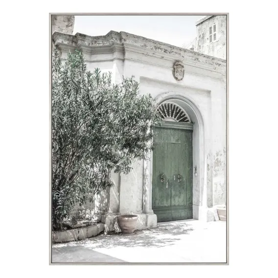Green Doors Box Framed Canvas in 94 x 132cm