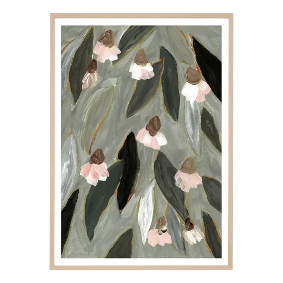 Gum Flower Dark 2 Framed Print in 100 x 140cm