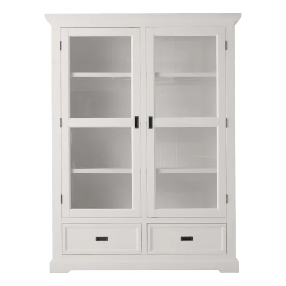 Hamptons Double Display Unit in Acacia White