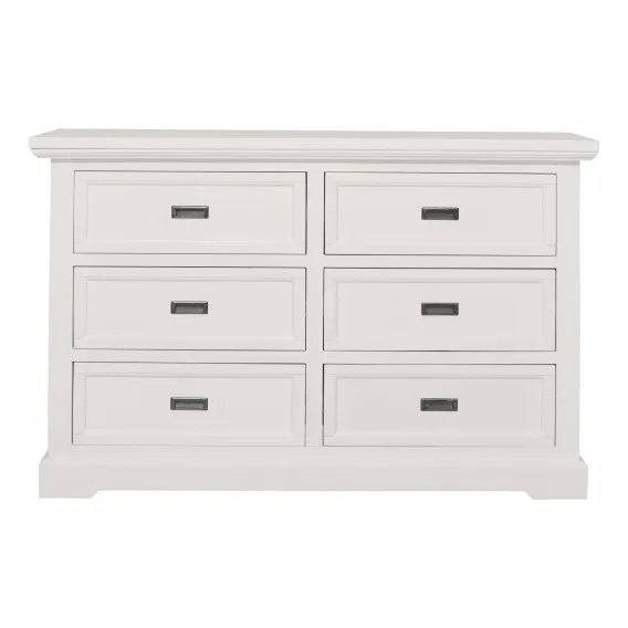 Hamptons 6 Drawer Dresser Only in Acacia White