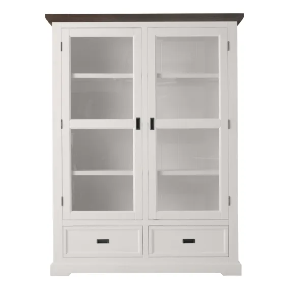 Hamptons Double Display Unit in Acacia Two Tone