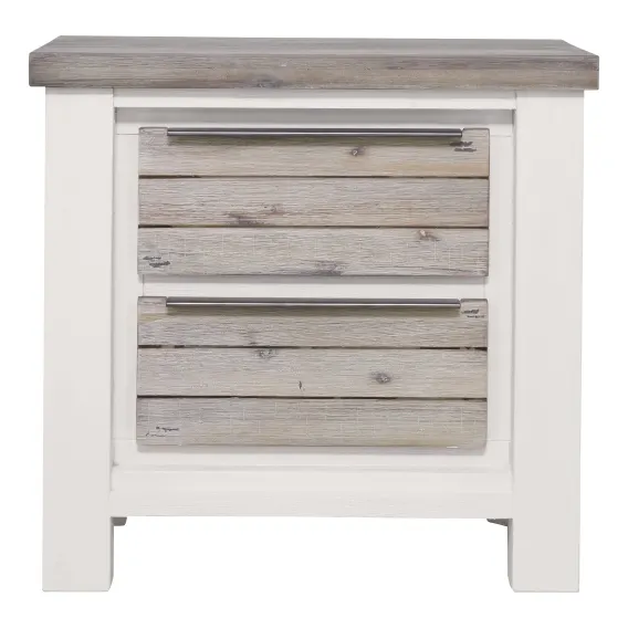 Halifax Bedside Table 58cm in Acacia Grey / White
