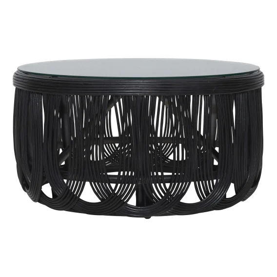 Haven Round Coffee Table 85cm in Rattan Black
