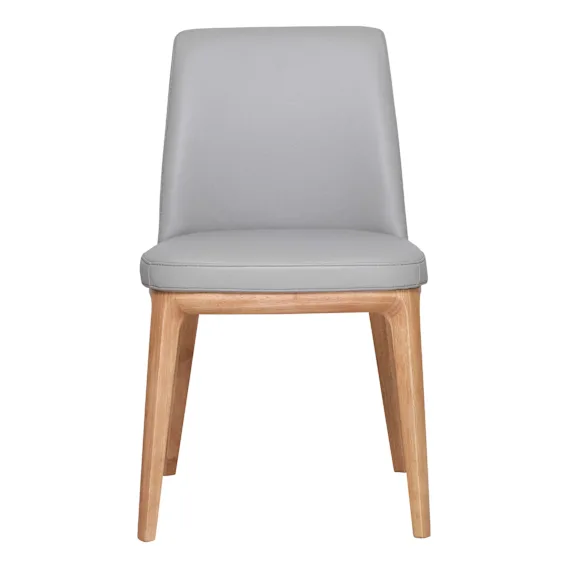 Hayes Dining Chair in Leather Pewter / Clear