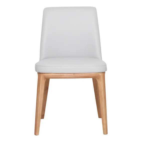 Hayes Dining Chair in Leather White / Clear