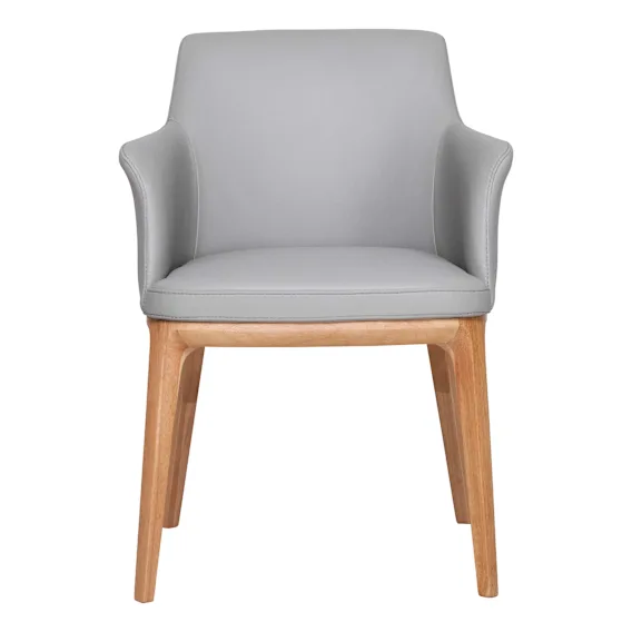 Hayes Carver Dining Chair in Leather Pewter / Clear