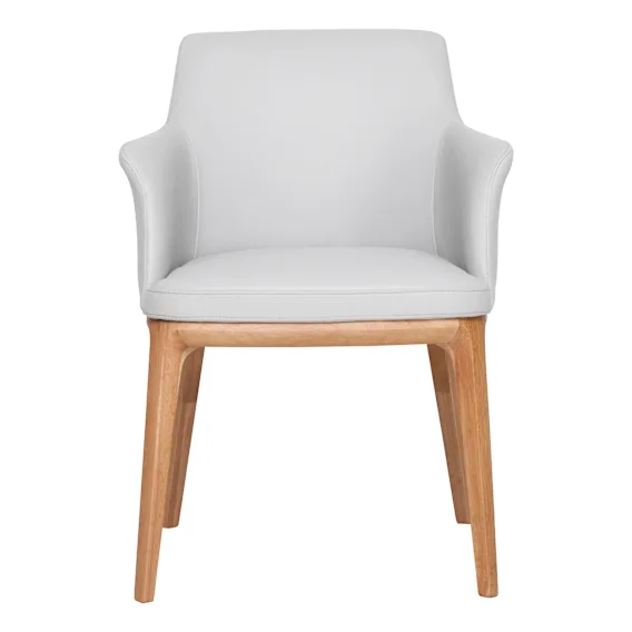 Hayes Carver Dining Chair in Leather White / Clear