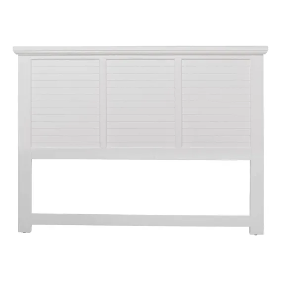 Hamptons Queen Bed Frame Head Horizontal Slat in Acacia White