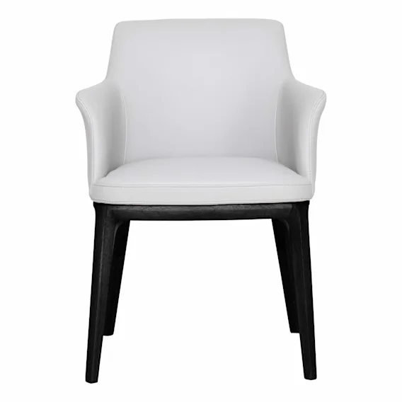 Hayes Carver Dining Chair in Leather White / Black