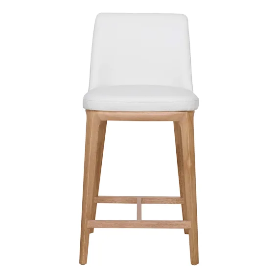 Hayes Bar Chair in Leather White / Clear