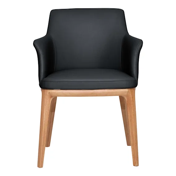 Hayes Carver Dining Chair in Leather Black / Clear