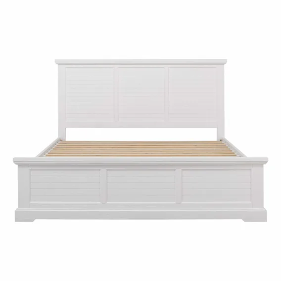 Hamptons King Bed Frame Horizontal Slat in Acacia White