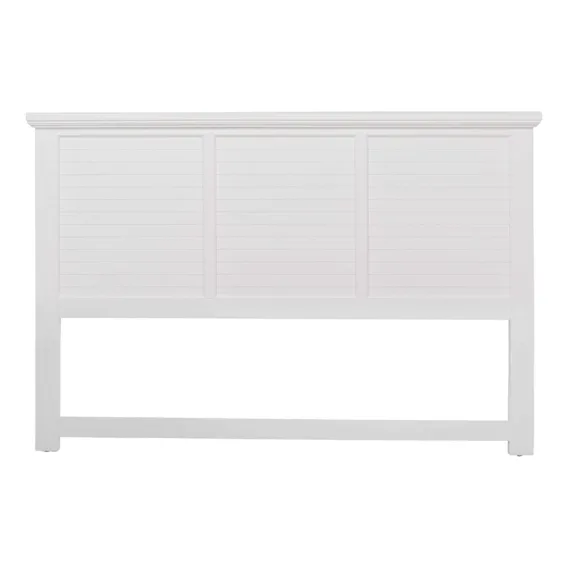 Hamptons King Bed Frame Head Horizontal Slat in Acacia White