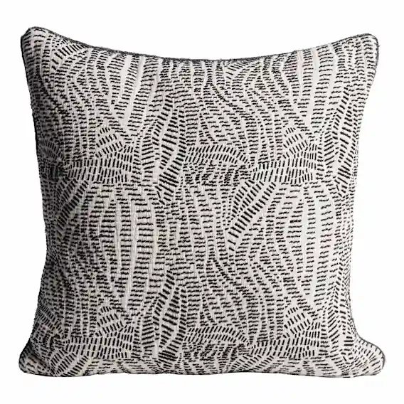 Hana Feather Fill Cushion 50x50cm in Midnight / Off White