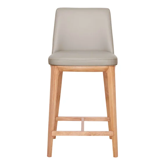 Hayes Bar Chair in Leather Light Mocha / Clear