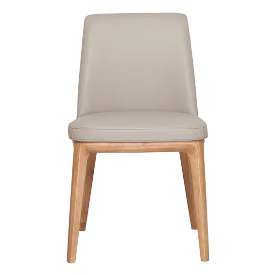 Hayes Dining Chair in Leather Light Mocha / Clear
