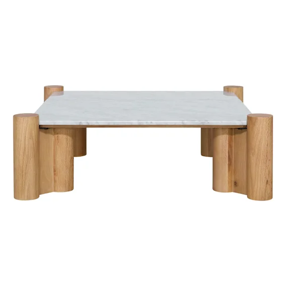 Henry Coffee Table 100 x 100cm in Carrara Marble / Oak Clear