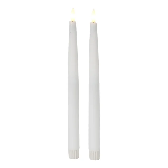 Heaven LED Tapers Set of 2 2.2x28cm in Off White