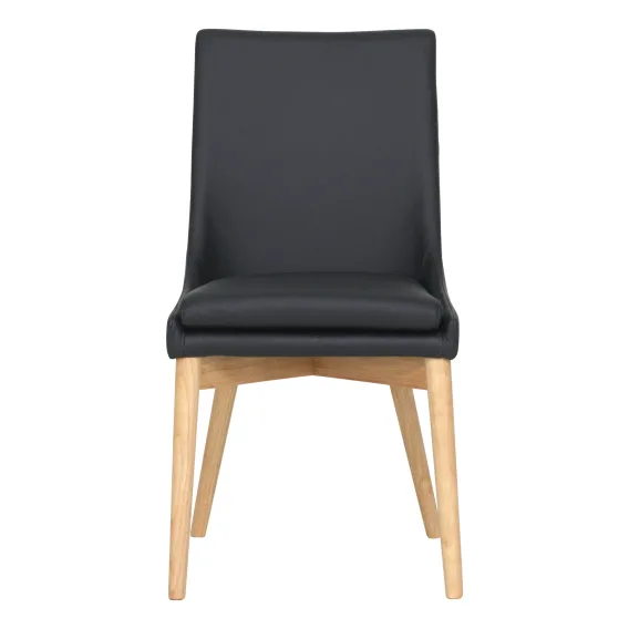 Highland Dining Chair in Leather Black / Clear