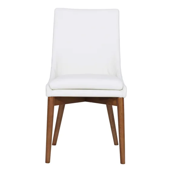 Highland Dining Chair in Leather White / Blackwood Stain