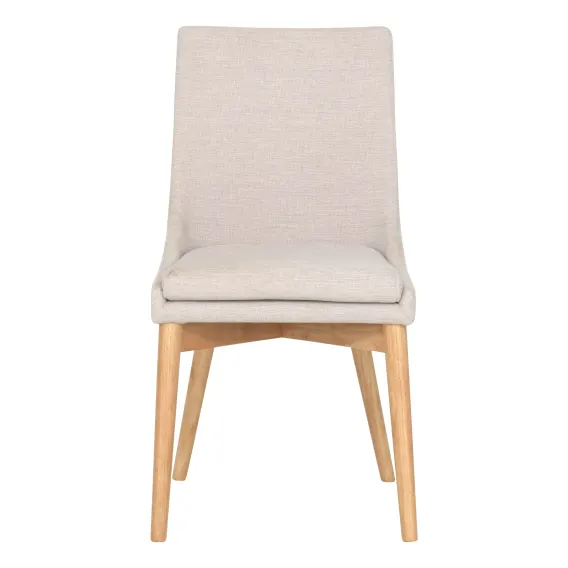 Highland Dining Chair in Beige Fabric / Clear Lacquer