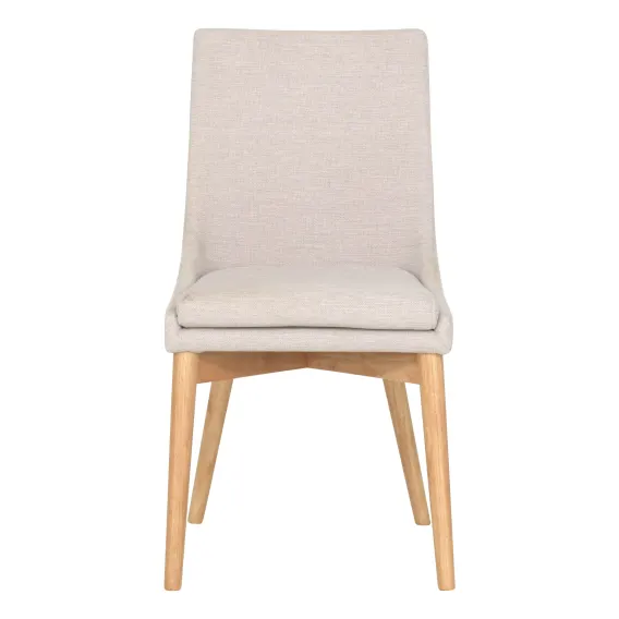 Highland Dining Chair in Beige Fabric / Clear