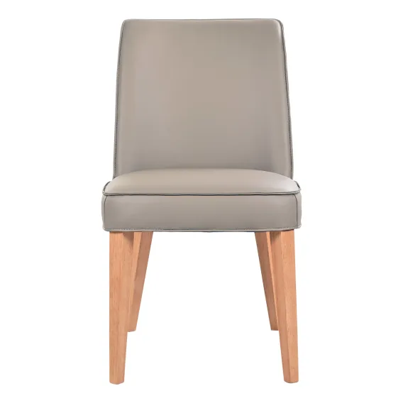 Hogan Dining Chair in Leather Light Mocha / Clear