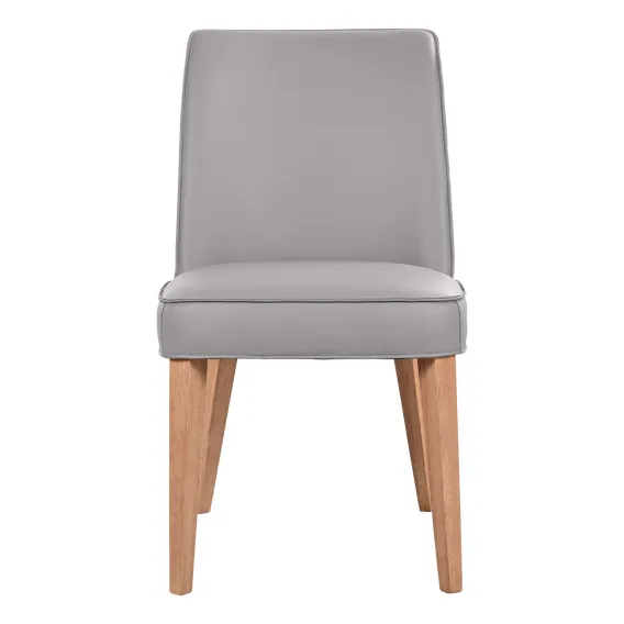 Hogan Dining Chair in Leather Pewter / Clear Lacquer