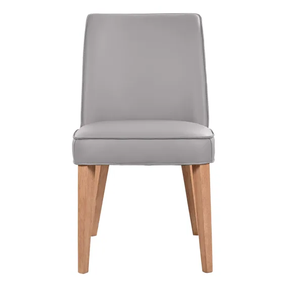 Hogan Dining Chair in Leather Pewter / Clear