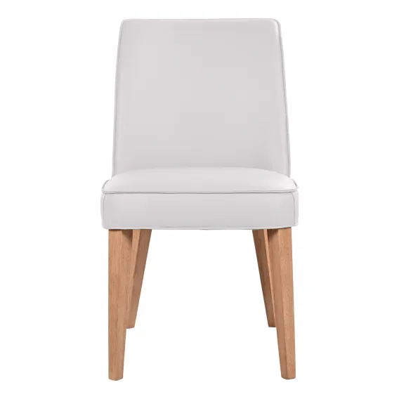 Hogan Dining Chair in Leather White / Clear Lacquer