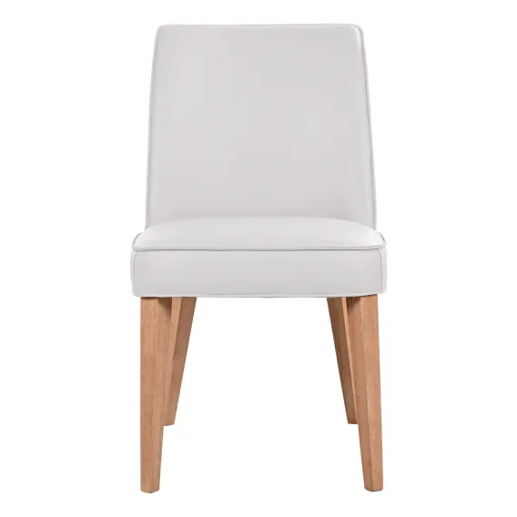 Hogan Dining Chair in Leather White / Clear