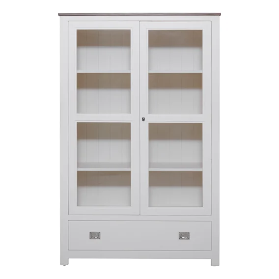 Hyatt Tall Display Unit 120cm in Mindi Dark Driftwood / Mangowood Ivory