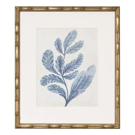Indigo Blue Seaweed 2A Framed Print in 49 x 56cm
