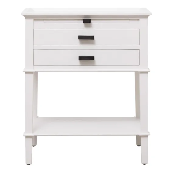 Island Bedside Table High with Shelf in Mangowood White
