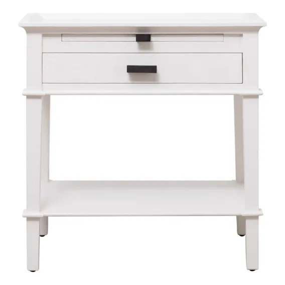 Island Bedside Table Low with Shelf in Mangowood White