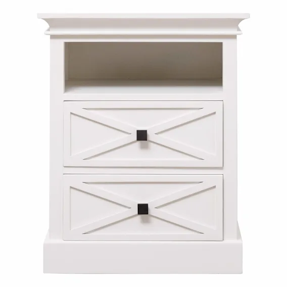 Island Bedside Table High 2 Drawer in Mangowood White