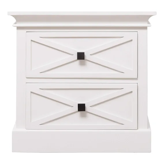 Island Bedside Table Low 2 Drawer in Mangowood White