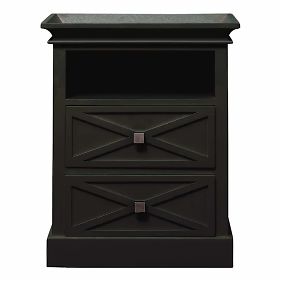 Island Bedside Table High 2 Drawer in Mangowood Black