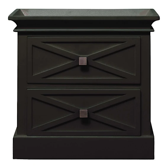 Island Bedside Table Low 2 Drawer in Mangowood Black