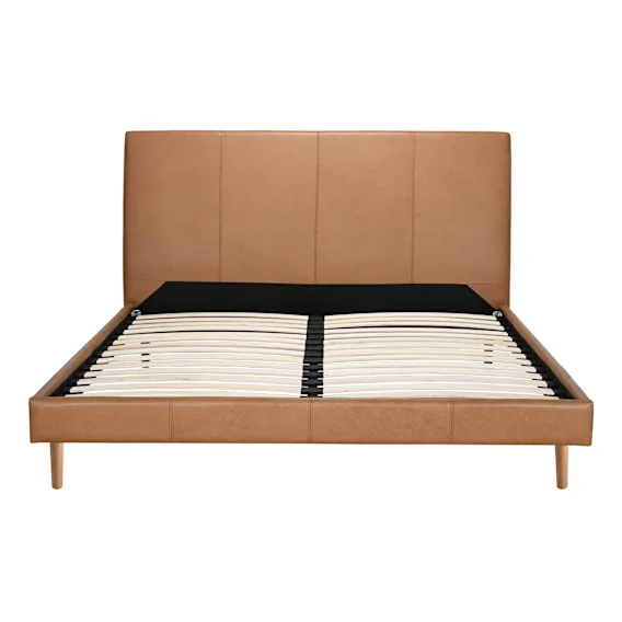 Jamie King Bed Frame in Urbane Leather Light Brown / Clear