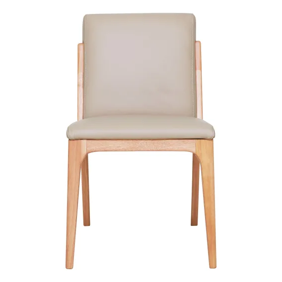 Jensen Dining Chair in Leather Light Mocha / Clear