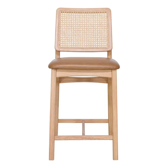 Jonas Bar Chair in Urbane Leather Light Brown / Clear