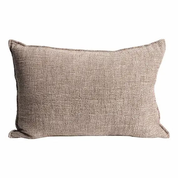 Kenji Feather Fill Cushion 60x40cm in Taupe / Off White