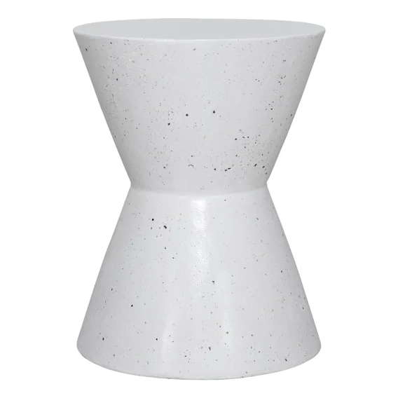 Leo Side Table 37x45.5cm in Cement / Fibreglass White Terrazzo